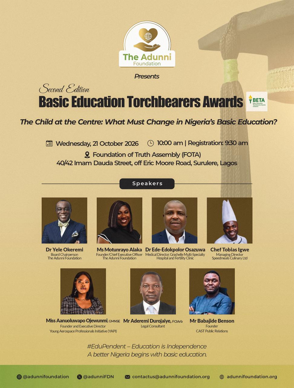 Adunni Foundation Sets BETA 2026 Agenda for Education Reform